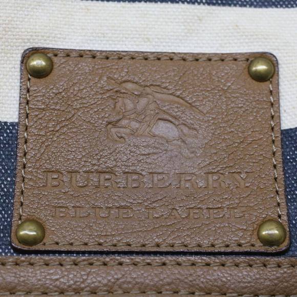 BURBERRY Blue Label Shoulder Bag Canvas White Navy Auth bs7490 - Picture 10 of 16